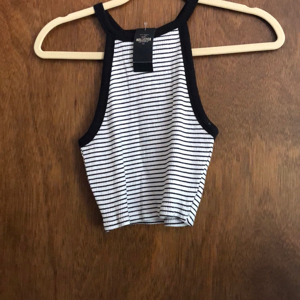 Blue and white crop top